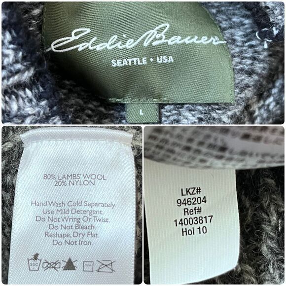 Eddie Bauer Men's Lambs Wool Blend Crew Neck Pull Over Sweater Size Large - Picture 11 of 12